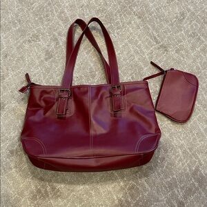 NEW Elegant Burgundy Tote Bag Set